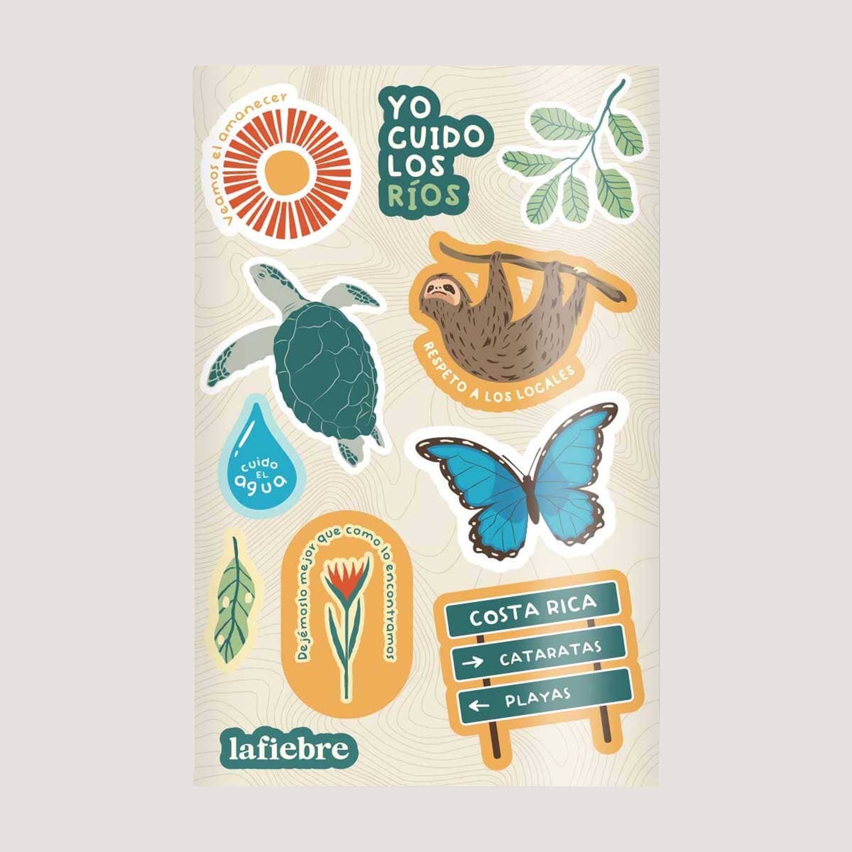 Láminas de stickers de Costa Rica La Fiebre de Viajar Naturaleza 