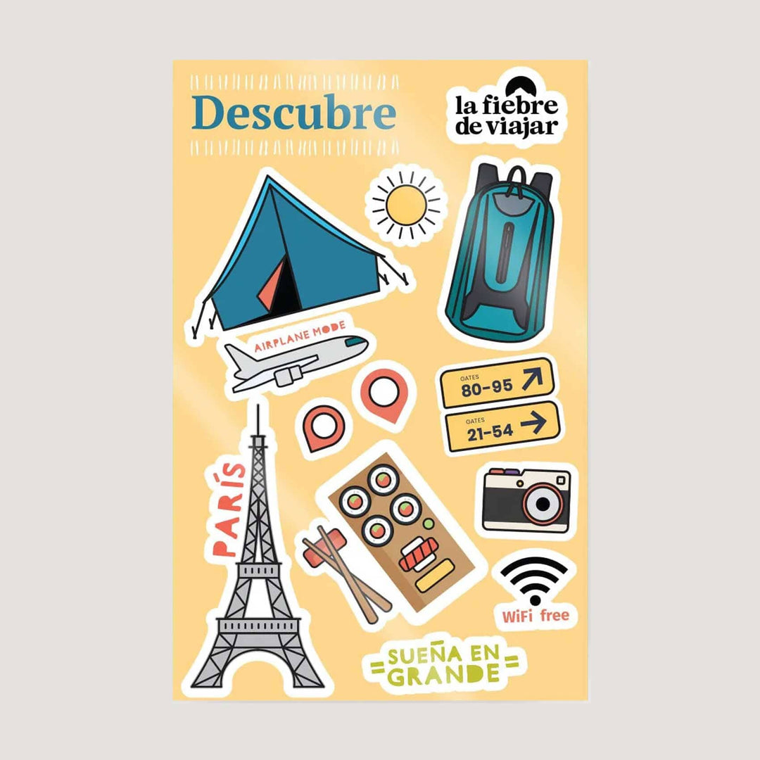 Láminas de stickers del Mundo La Fiebre de Viajar 