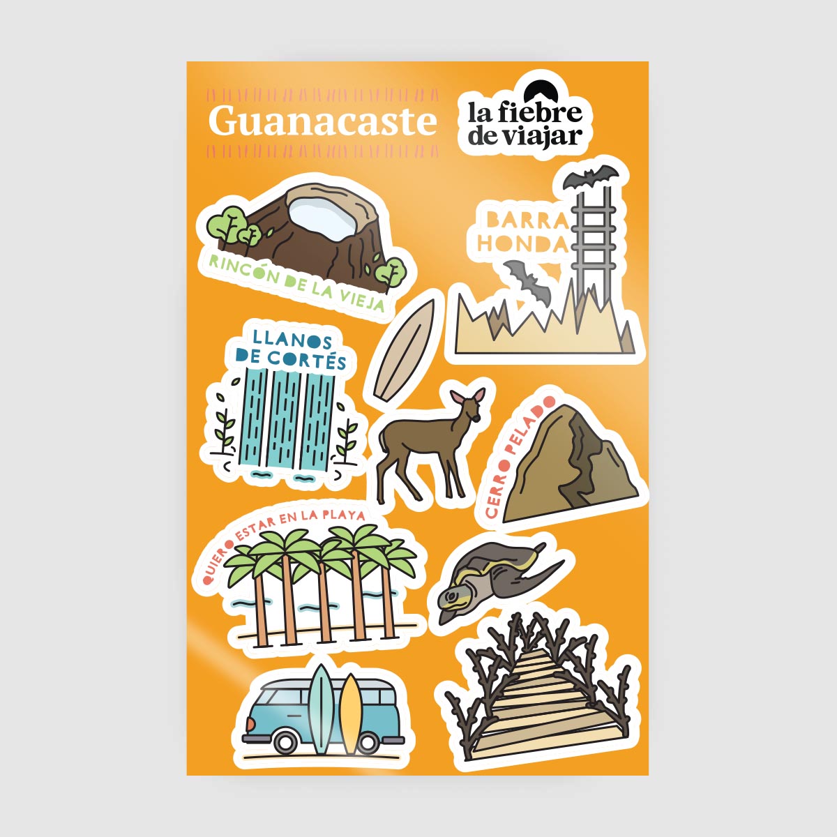 Láminas de stickers La Fiebre de Viajar Guanacaste 